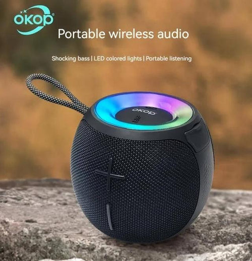 Parlante OKOP Negra con luces arriba