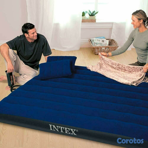 CAMA INFLABLE INTEX 60 PULGADAS + BOMBA Y ALMOHADAS MD 10731