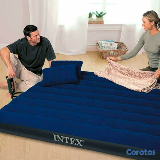 CAMA INFLABLE INTEX 60 PULGADAS + BOMBA Y ALMOHADAS MD 10731