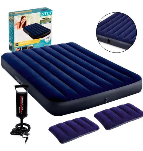 CAMA INFLABLE INTEX 60 PULGADAS + BOMBA Y ALMOHADAS MD 10731