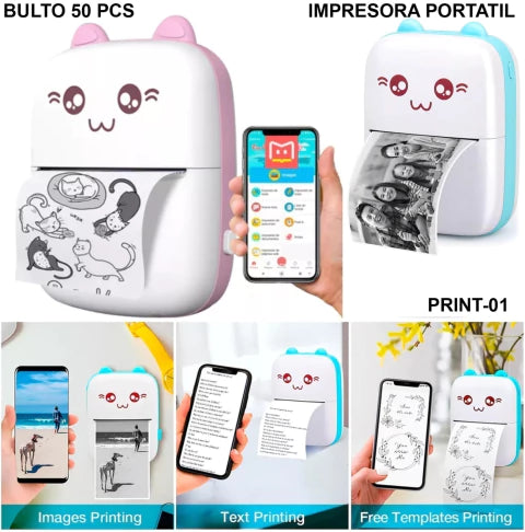 MINI IMPRESORA PORTARIL AZULES