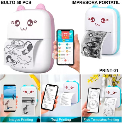 MINI IMPRESORA PORTARIL AZULES